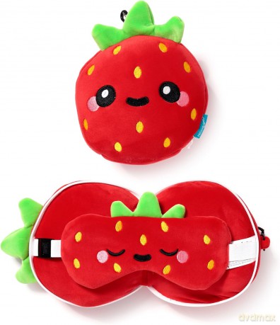 Poduszka podróżna i maska na oczy Strawberry