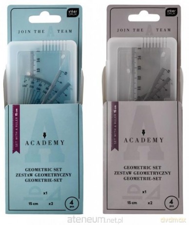 Zestaw geometryczny Academy z linijką 15 cm mix