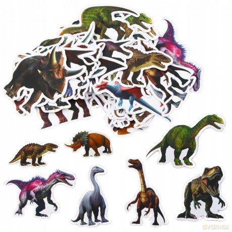 Zestaw naklejek z dinozaurami 4-7 cm 50szt