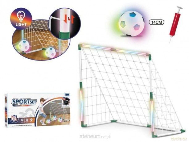 Zestaw z bramką LED + piłka 14 cm LED + pompka