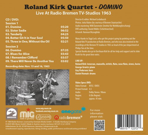 Roland Kirk Quartet: Domino Live At Radio Bremen TV-Studios 1963 [DVD]+[CD]