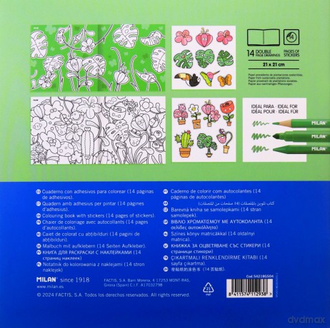 Kolorowanka z naklejkami Green&Grow MILAN [KSIĄŻKA]