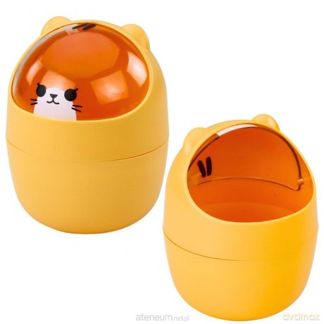 Mini kosz na biurko Miś pomarańczowy 1L 16cm