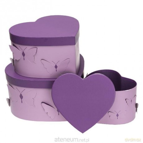 Pudełko Flower Box 3szt purpur serce
