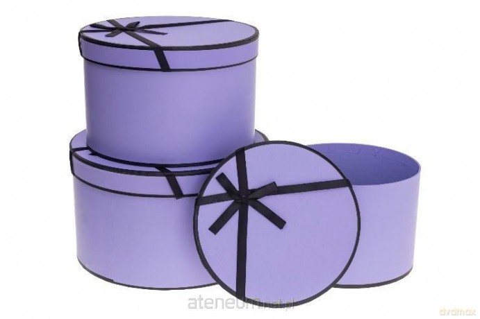 Pudełko Flower Box z kokardą 3szt purpur