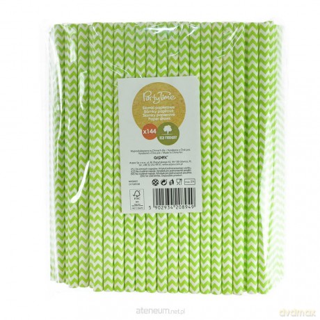 Słomki papierowe shake 8mm limonkowe 144szt