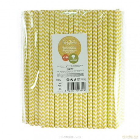 Słomki papierowe shake 8mm żółte 144szt