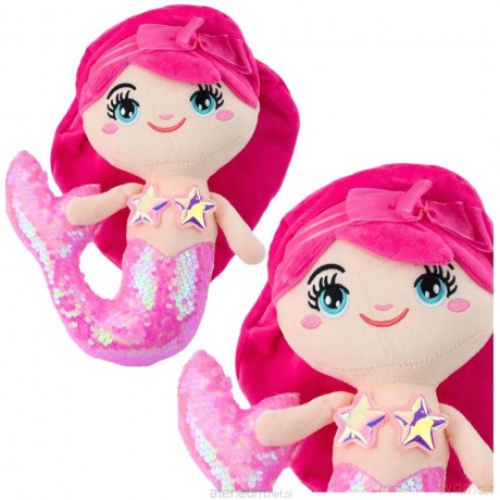 Syrenka pluszowa z ogonem w cekiny jasnoróżowa