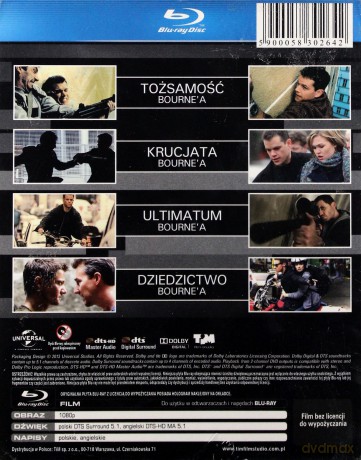 Kolekcja Bourne'a: Tożsamość Bourne'a/ Krucjata Bourne'a/ Ultimatum Borne'a/ Dziedzictwo Bourne'a [BOX] [4Blu-Ray]