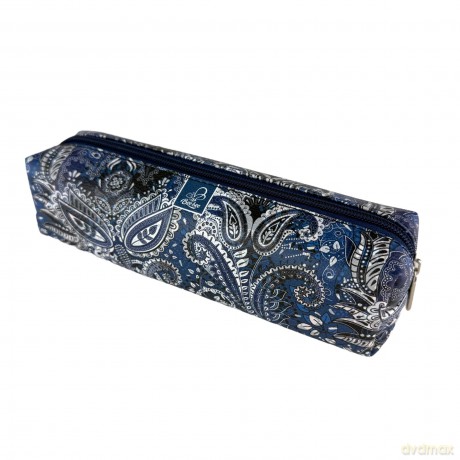 Piórnik szkolny młodzieżowy prostokąt kostka Ornament Blue