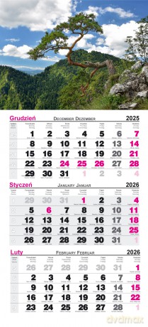 Kalendarze 2026 trójdzielny Pieniny