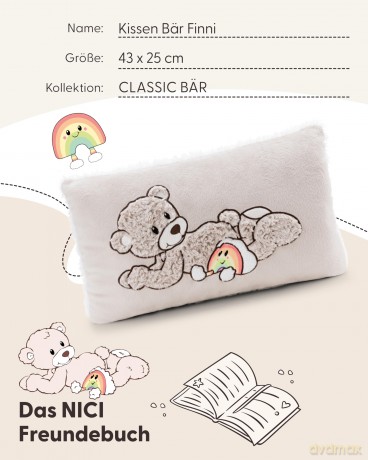 NICI Poduszka miś Finni 43x25cm