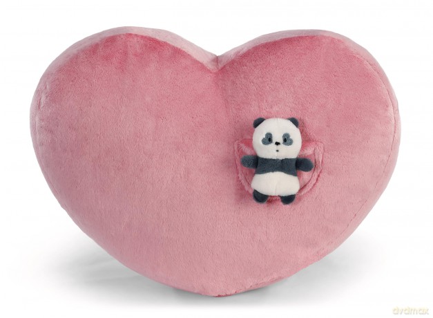 NICI poduszka Love różowe serce 40x27cm z przytulanką baby-panda 10cm