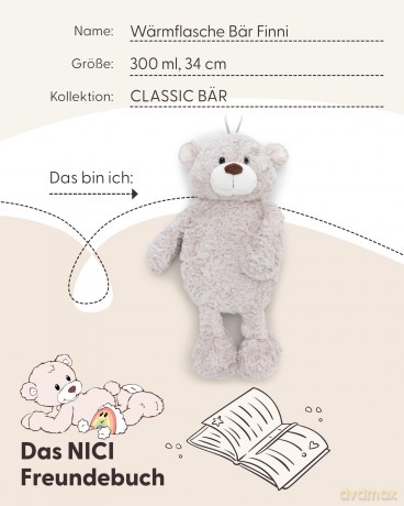 NICI Termofor miś Finni 350ml 34cm