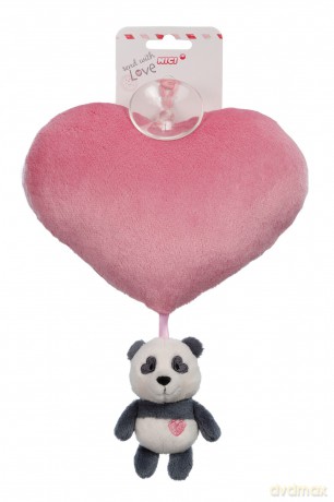 NICI pluszowe serduszko 15cm z pluszakiem  Love panda 10cm z przyssawką