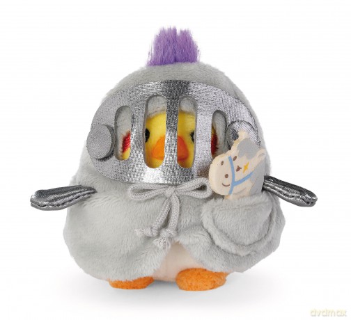 NICI mymochi przytulanka Papużka Nimfa Chipsy  z kostiumem rycerza i konikiem 8cm z zawieszką