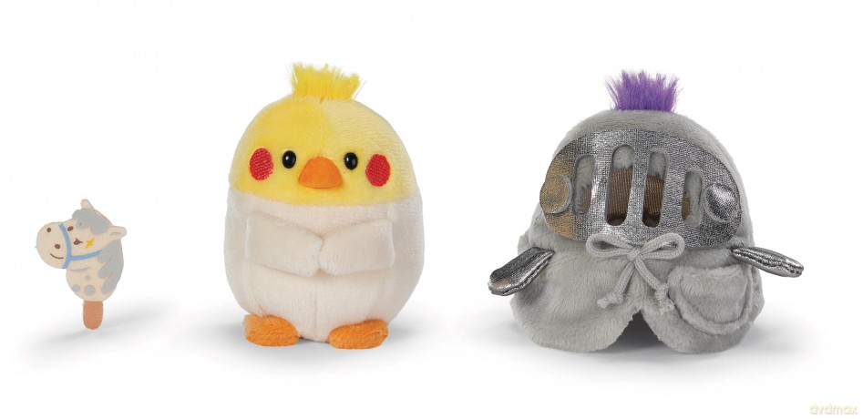 NICI mymochi przytulanka Papużka Nimfa Chipsy  z kostiumem rycerza i konikiem 8cm z zawieszką