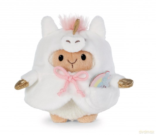 NICI mymochi przytulanka owieczka Wools  z kostiumem jednorożca i tęczą 8cm z zawieszką
