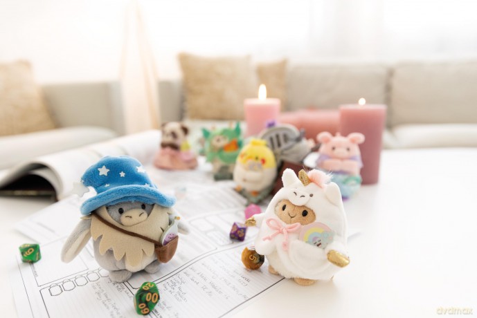 NICI mymochi przytulanka owieczka Wools  z kostiumem jednorożca i tęczą 8cm z zawieszką