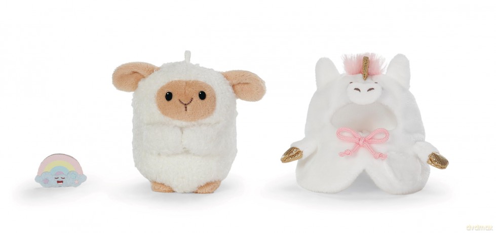 NICI mymochi przytulanka owieczka Wools  z kostiumem jednorożca i tęczą 8cm z zawieszką