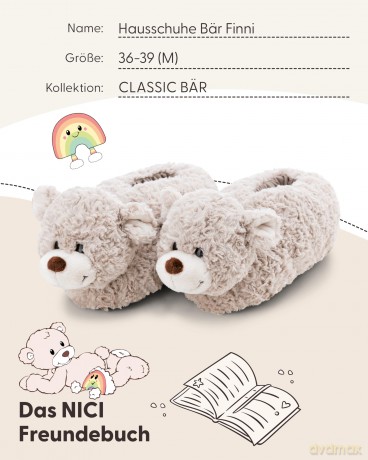 NICI Slippers bear Finni size 36-39 (M)