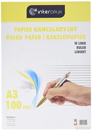 Papier kancelaryjny w linie Interdruk A3 100szt. [SZKOŁA]