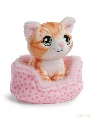 NICI Przytulanka rudy kot w różowym koszyczku 12cm