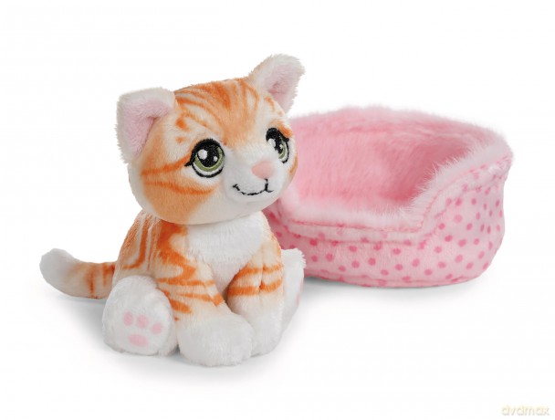 NICI Przytulanka rudy kot w różowym koszyczku 12cm