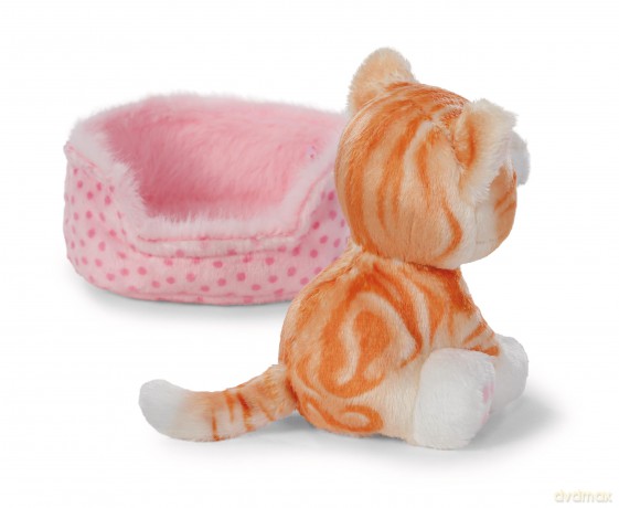 NICI Przytulanka rudy kot w różowym koszyczku 12cm