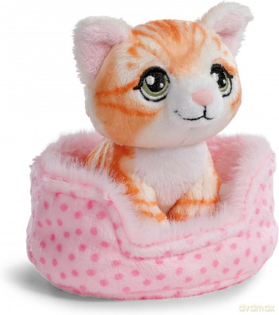 NICI Przytulanka rudy kot w różowym koszyczku 12cm