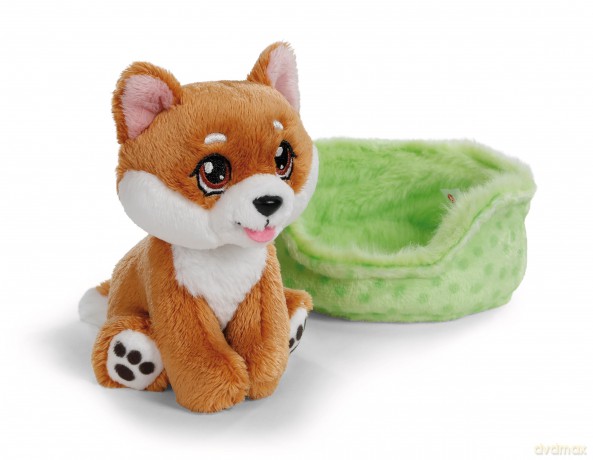 NICI Przytulanka pies Shiba inu w zielonym koszyczku 12cm