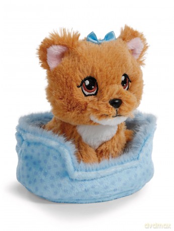 NICI Przytulanka pies yorkshire w niebieskim koszyczku 12cm