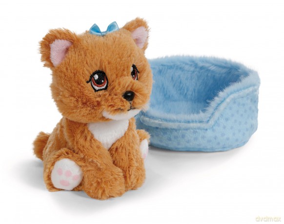 NICI Przytulanka pies yorkshire w niebieskim koszyczku 12cm