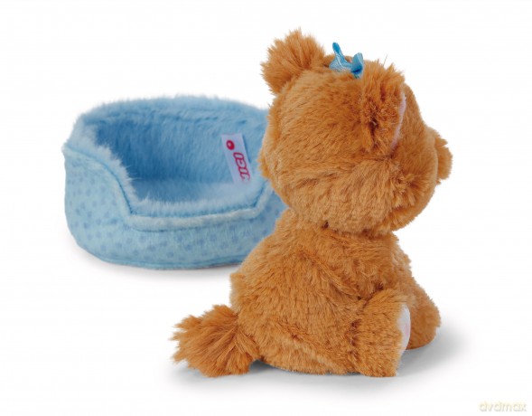 NICI Przytulanka pies yorkshire w niebieskim koszyczku 12cm
