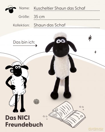 NICI Soft toy Shaun the Sheep 35cm dangling