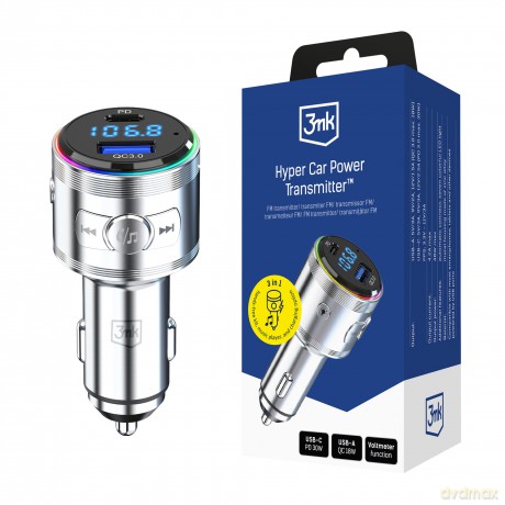 Accessories - 3mk Hyper Car Power Transmitter 48W QC PD PPS USB 1C1A Silver