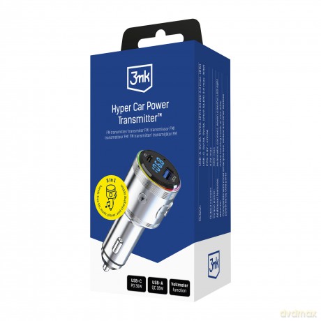 Accessories - 3mk Hyper Car Power Transmitter 48W QC PD PPS USB 1C1A Silver
