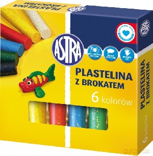Plastelina z brokatem 6 kolorów [SZKOŁA]