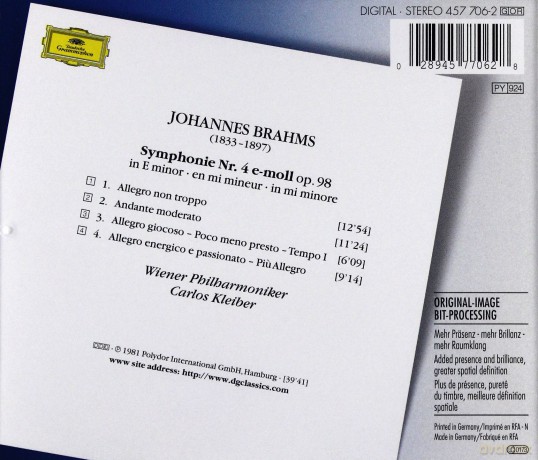 The Originals Carlos Kleiber: Brahms Symphony No.4 [CD]