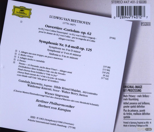 The Originals Herbert Von Karajan: Beethoven Symphonie No.9 [CD]