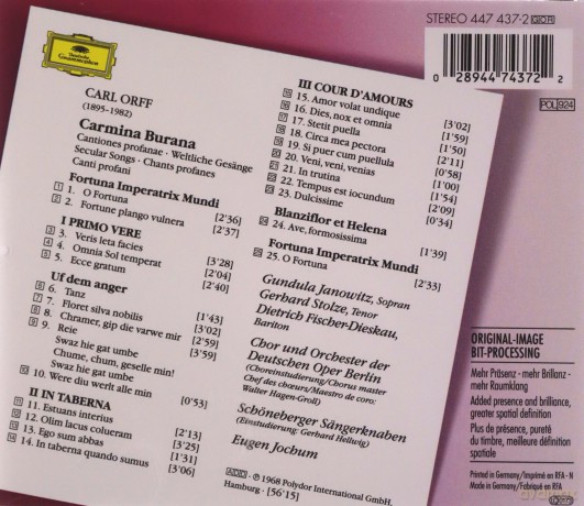 The Originals Jochum: Orff:Carmina Burana [CD]