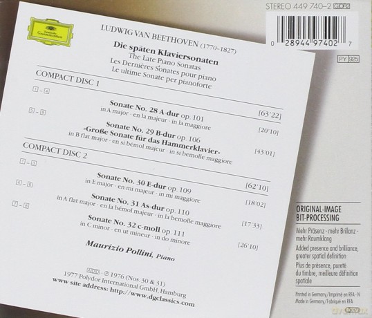 The Originals Maurizio Pollini: Beethoven The Late Piano Sonatas [2CD]