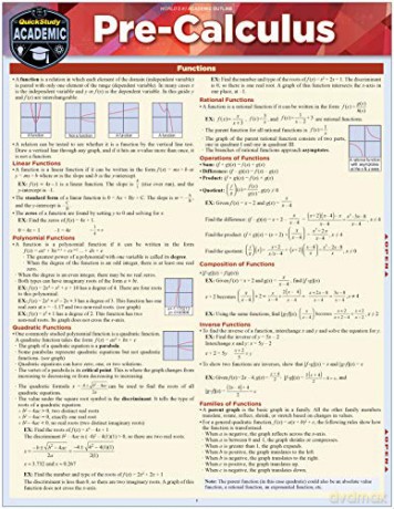 Pre-Calculus: A Quickstudy Reference Guide (Quick Study Academic) - Ken Yablonsky [KSIĄŻKA]