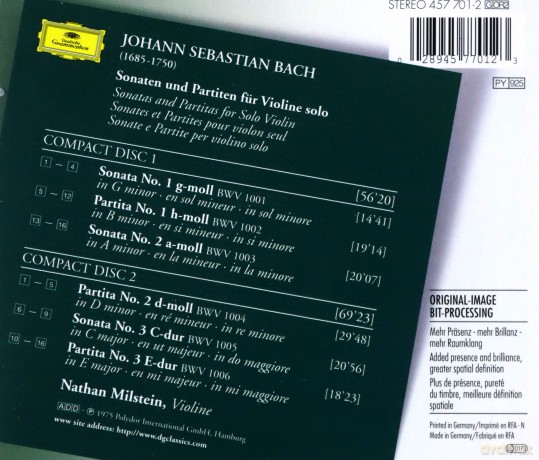 The Originals Nathan Milstein: Bach Sonaten Und Partiten [2CD]