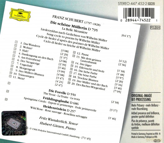 The Originals Wunderlich,Giesen: Schubert:Die Schone Mullerin + [CD]