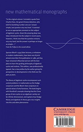 Lectures on Algebraic Cycles: 16 (New Mathematical Monographs, Series Number 16) - Spencer Bloch [KSIĄŻKA]