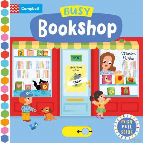 Busy Bookshop: A Push, Pull, Slide Book (Campbell Busy Books, 11) - Marion Billet [KSIĄŻKA]