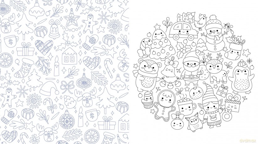 Kawaii Christmas Coloring: Color Cute Holiday Animals, Wintery Scenes, Yummy Treats and So Much More! More than 100 Pages to Color! (Chartwell Coloring Books) - Editors of Chartwell Books [KOMIKS]