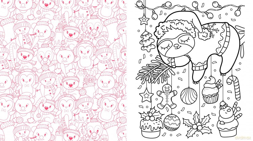 Kawaii Christmas Coloring: Color Cute Holiday Animals, Wintery Scenes, Yummy Treats and So Much More! More than 100 Pages to Color! (Chartwell Coloring Books) - Editors of Chartwell Books [KOMIKS]