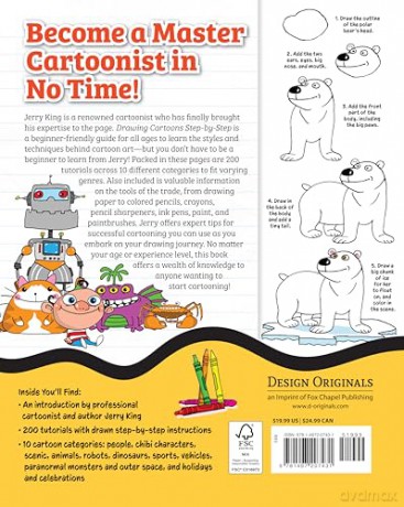Drawing Cartoons Step by Step: 200 Lessons for Drawing Cartoons, Comics, and Graphic Novels Like a Pro - Jerry King [KSIĄŻKA]